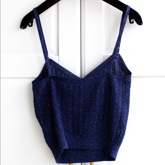 Chanel Spring 2021 Pre-Collection Navy Blue Crystal CC Logo 21P 21S Crop Top - Picture 4 of 9